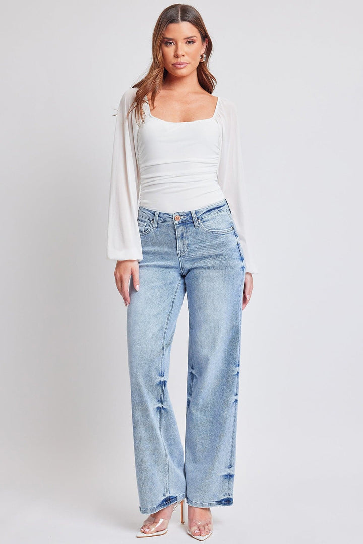 Women's Luxe Mid Rise Premium Stretch Wide Leg Jeans