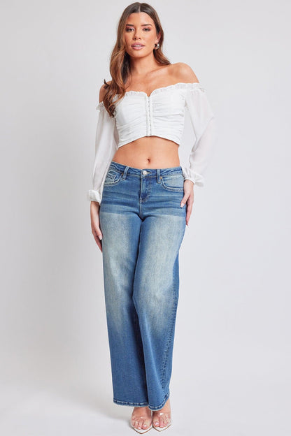 Women's Luxe Mid Rise Premium Stretch Wide Leg Jeans
