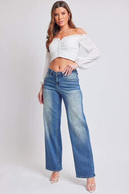 Women's Luxe Mid Rise Premium Stretch Wide Leg Jeans