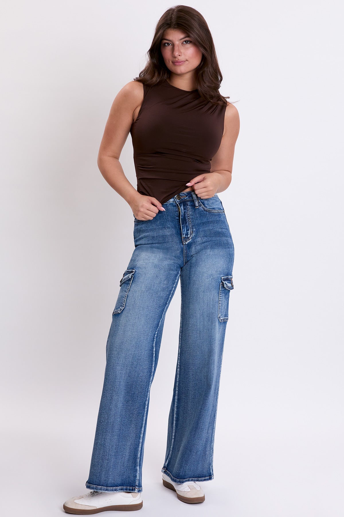 Women's Skater Cargo Wide Leg Jeans Denim