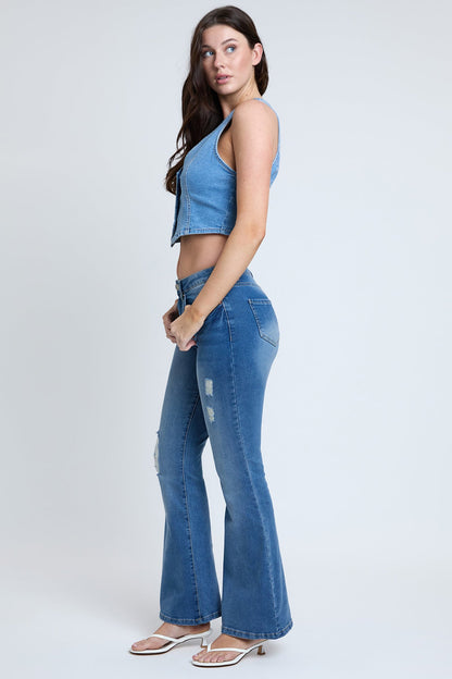 Women's Essential Distressed Flare Jeans-Distressed