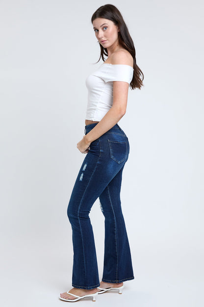 Women's Essential Distressed Flare Jeans-Distressed