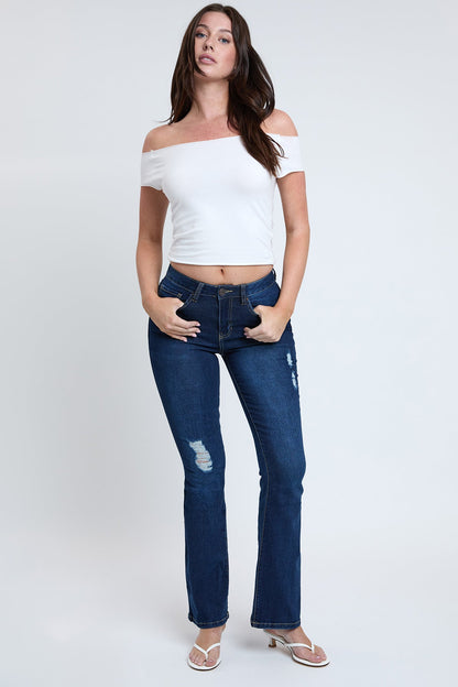 Women's Essential Distressed Flare Jeans-Distressed