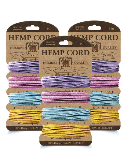 #20 (1mm) Hemp Cord 4-Color Card Value Packs