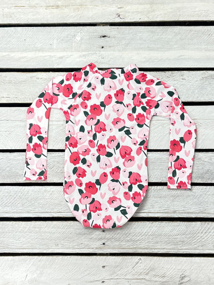 Perfect Petals Girls Zipper Front Suit