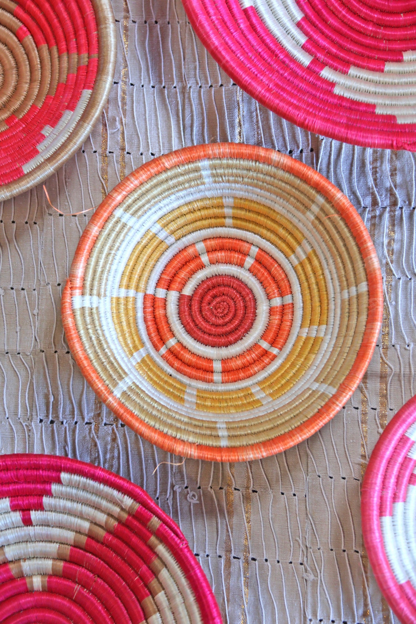 Petra Pink African Basket Collection, from Rwanda, Set of 5