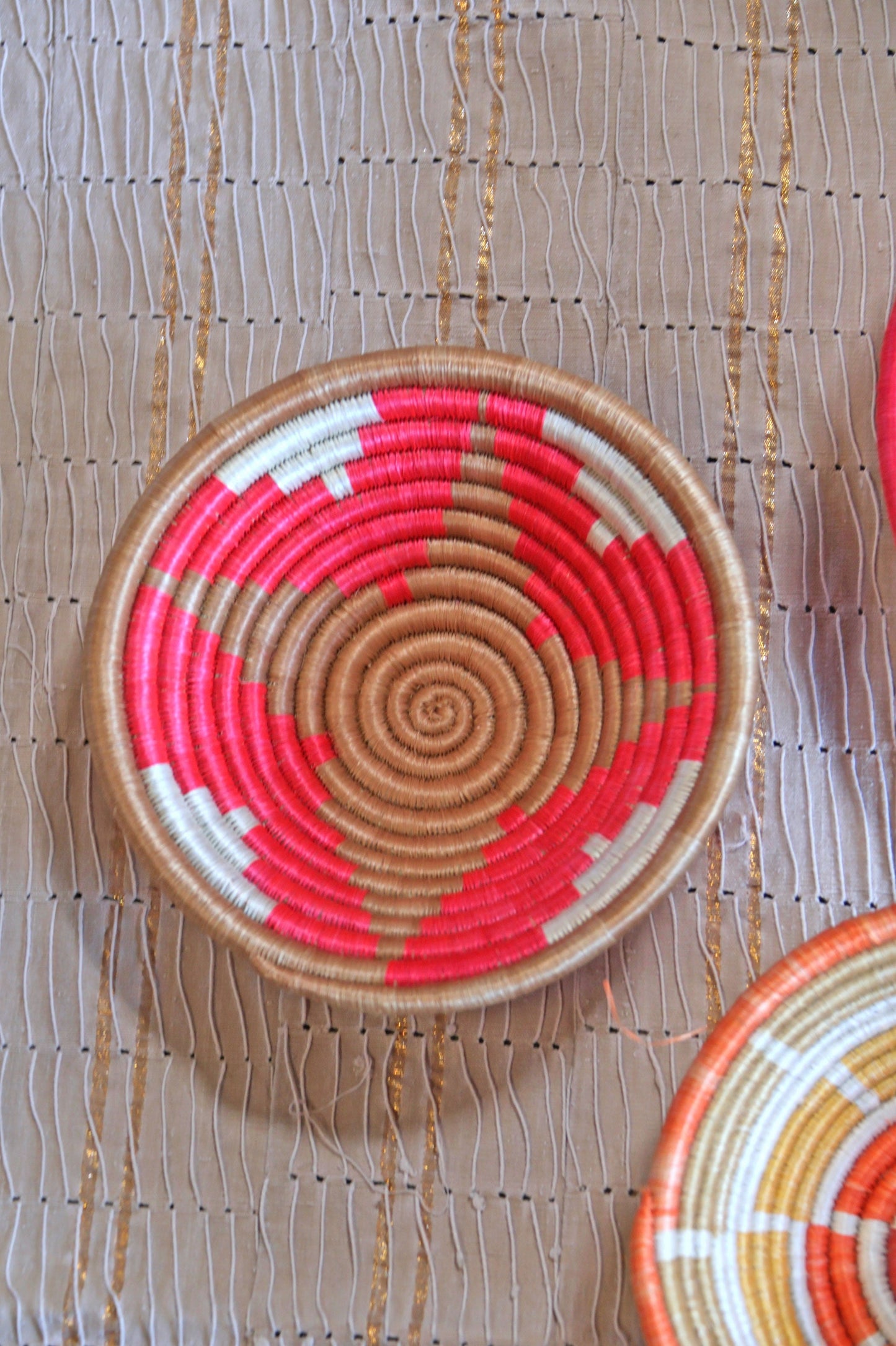 Petra Pink African Basket Collection, from Rwanda, Set of 5