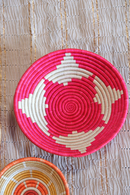 Petra Pink African Basket Collection, from Rwanda, Set of 5