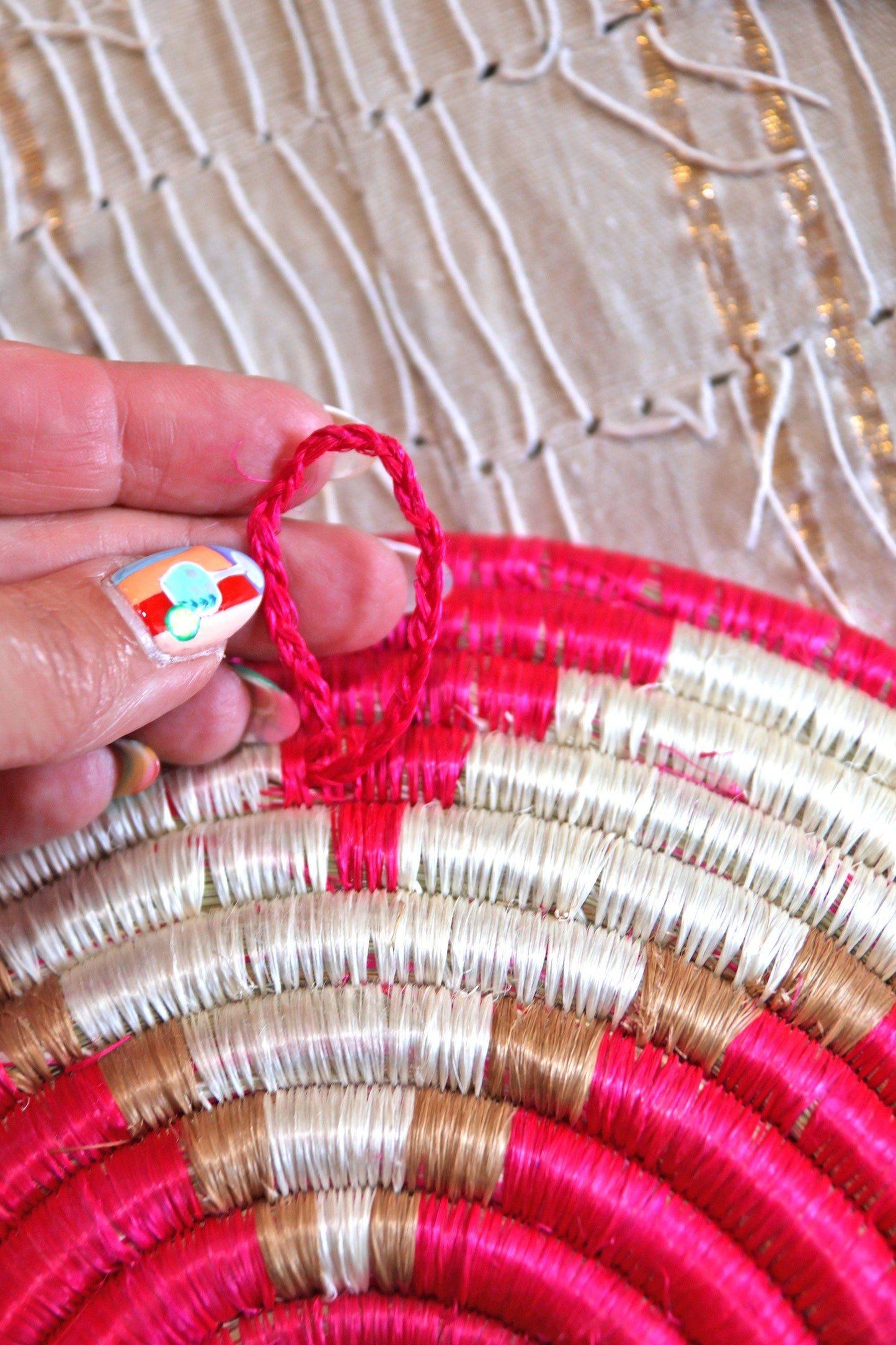Petra Pink African Basket Collection, from Rwanda, Set of 5