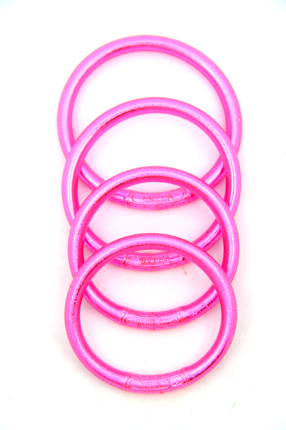 Fluo Pink Toddler Thai Buddhist Temple Bracelets, Mantra Bangle, Waterproof Jewelry
