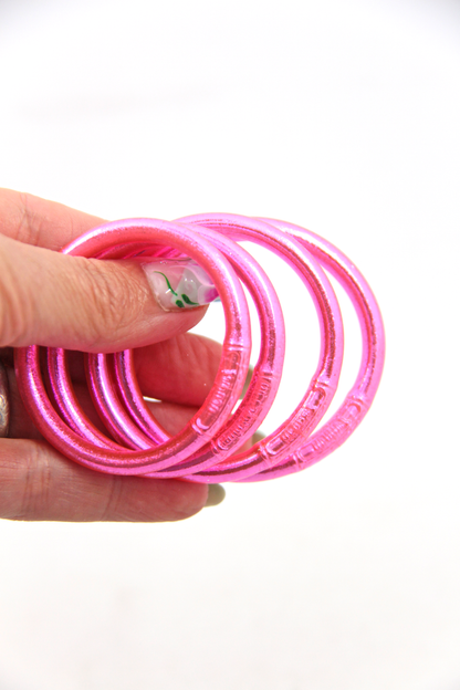 Fluo Pink Toddler Thai Buddhist Temple Bracelets, Mantra Bangle, Waterproof Jewelry