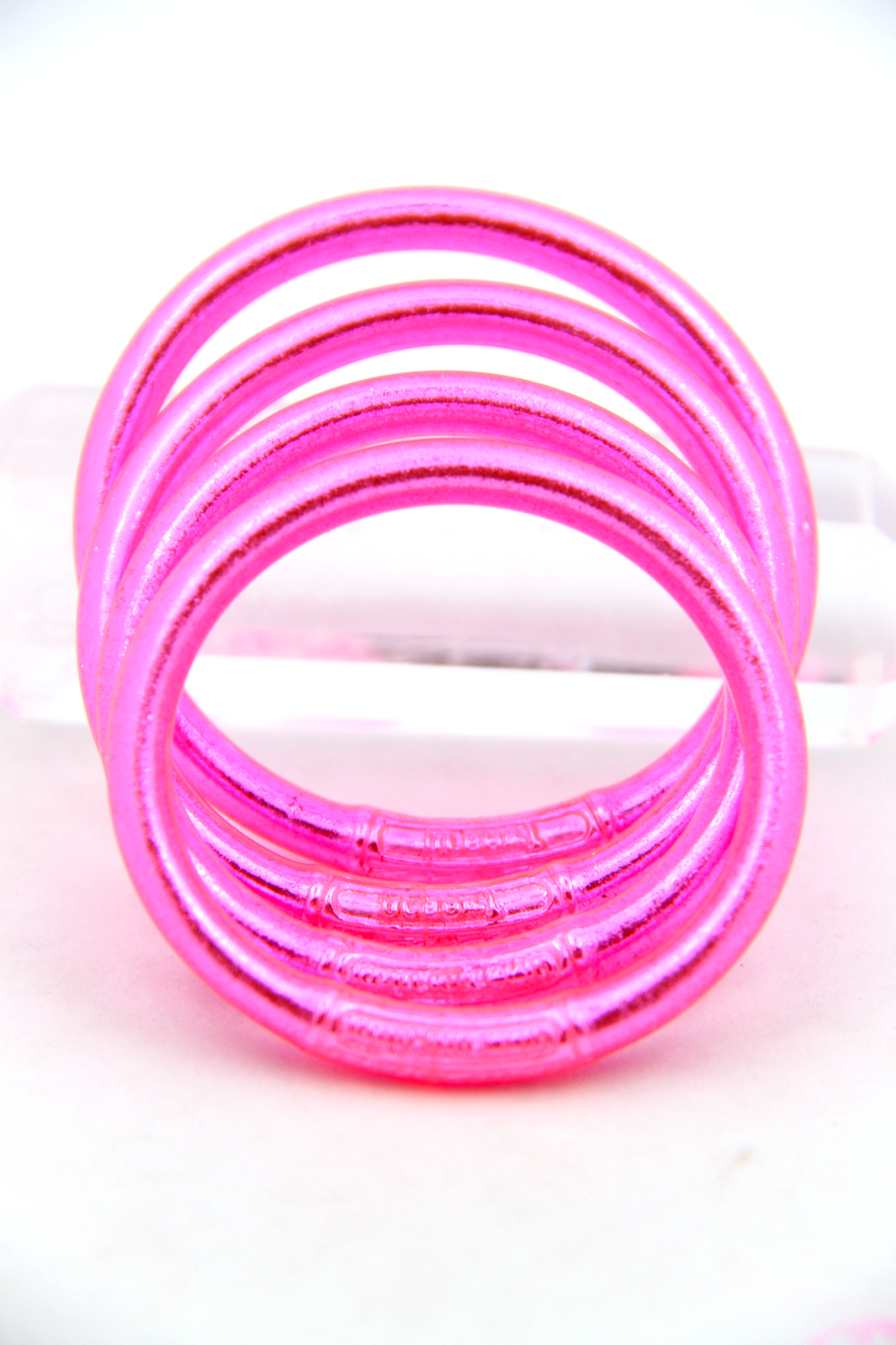 Fluo Pink Toddler Thai Buddhist Temple Bracelets, Mantra Bangle, Waterproof Jewelry