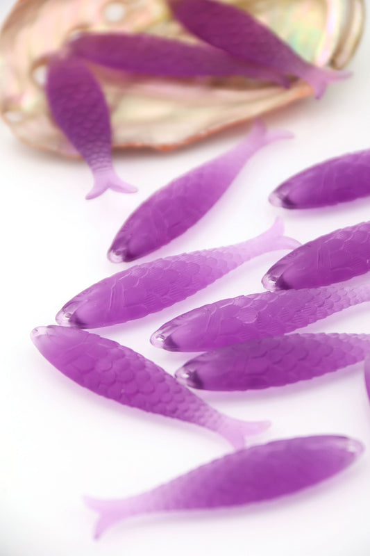 Amethyst Ice Purple Fish Charm, German Resin, 48mm, 1 Pendant