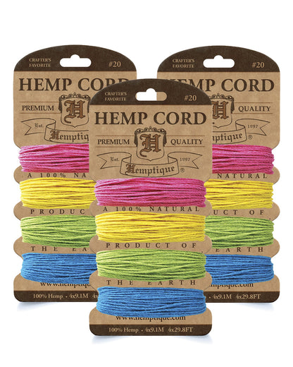#20 (1mm) Hemp Cord 4-Color Card Value Packs