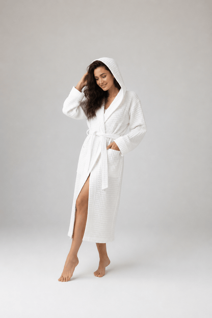 Organic Turkish Cotton Waffle Bathrobe – Lightweight Spa Robe for Men & Women