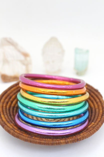 Arm Party Stacks: Rainbow Thai Buddhist Temple Bracelets, Mantra Bangle Sets, Kumlai