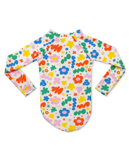 Retro Squiggles Girls Zip Front One Piece
