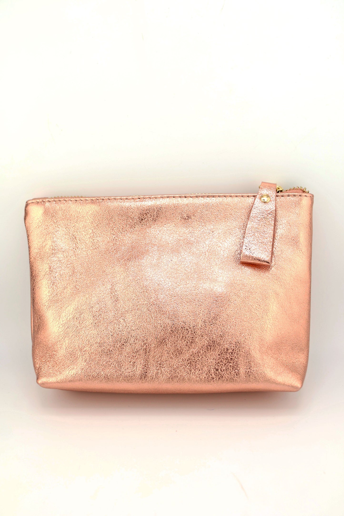 Metallic Italian Leather Zipper Pouch, Purse, 8" Soft Real Leather, Assorted Colors