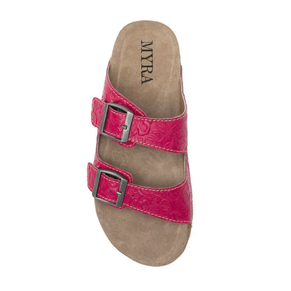Vibrant Heart Embossed Leather Sandals