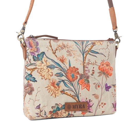 Myra Wildflower Trail Cotton & Leather Crossbody Bag in Sunlit Bloom