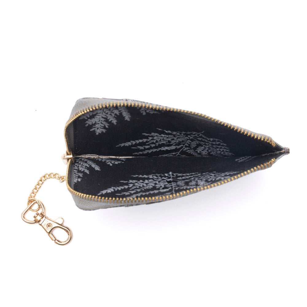 Myra Summer Grove Embossed Leather Credit Card Holder in Slate Grey