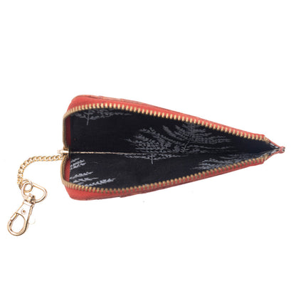 Myra Summer Grove Embossed Leather Credit Card Holder in Burnt Crimson
