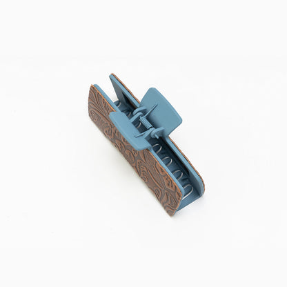 Myra Fairbank Embossed Leather Hair Clip in Ocean Oak