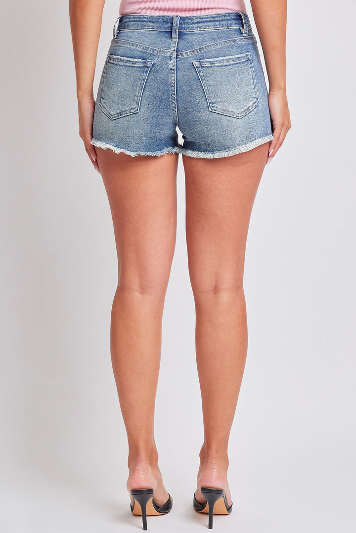 Women's Luxe Low Rise Fray Hem Denim Shorts
