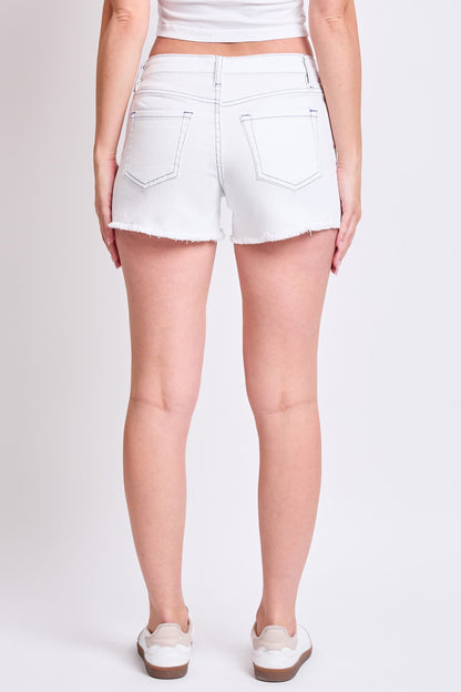 Women's Luxe Low Rise Fray Hem Denim Shorts