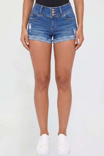 Women's WannaBettaButt 3 Button Cuffed Denim Shorts