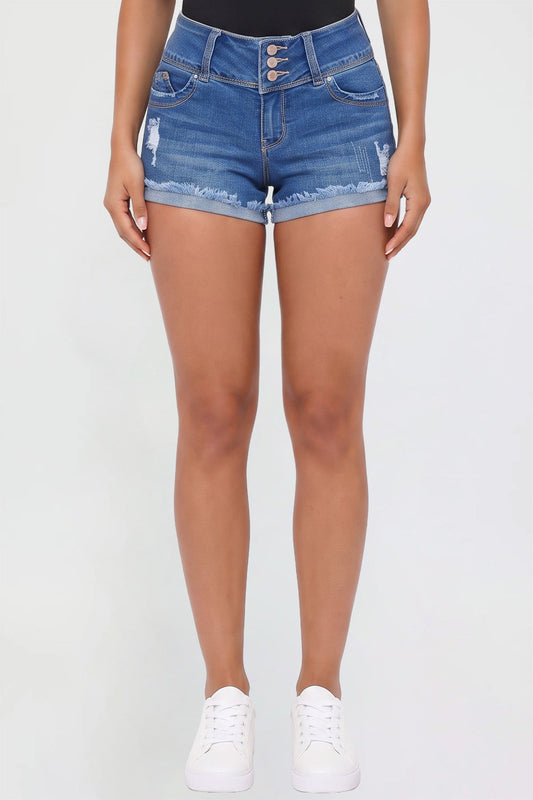 Women's WannaBettaButt 3 Button Cuffed Denim Shorts
