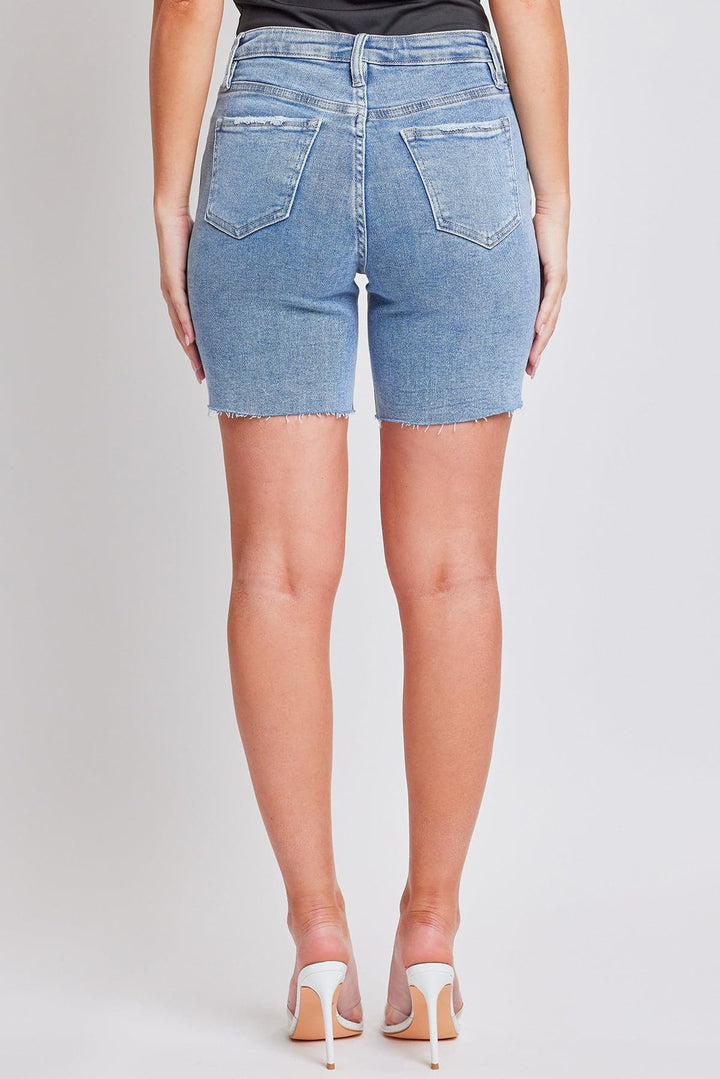 Women's Luxe High Rise Long Short Denim-Distressed