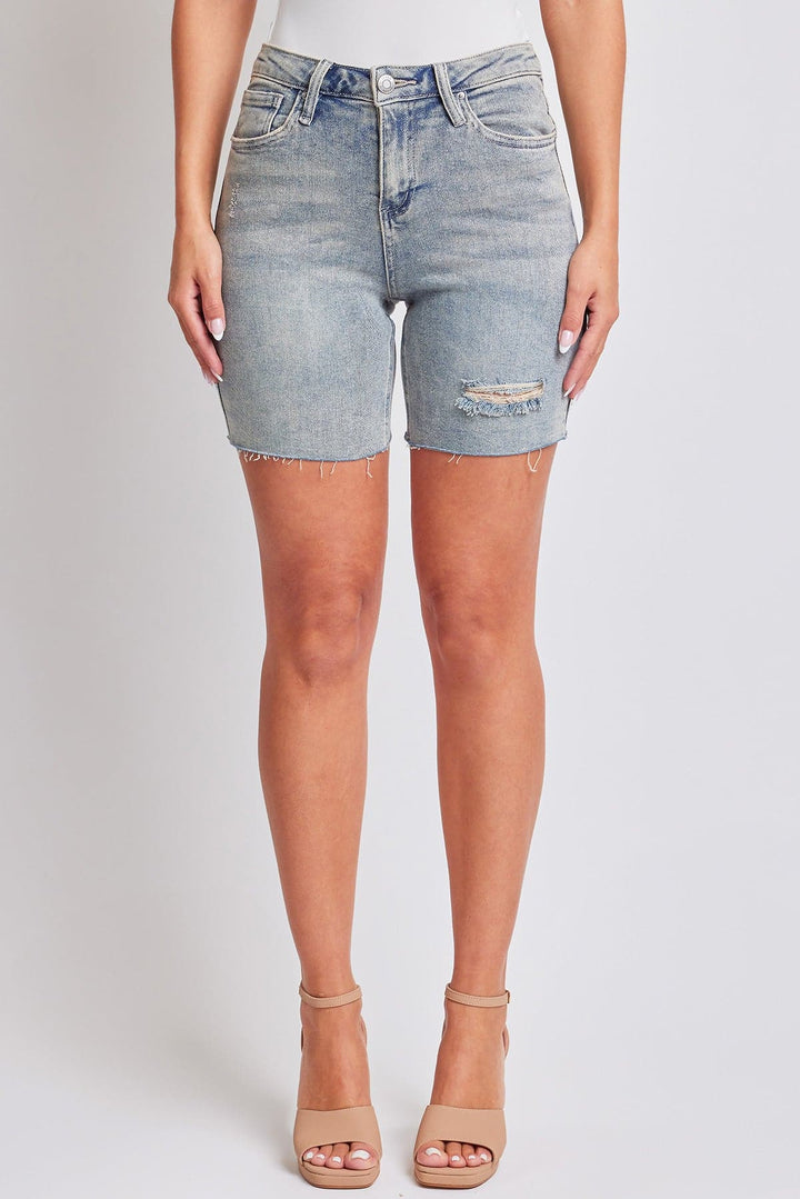 Women's Luxe High Rise Long Short Denim-Distressed