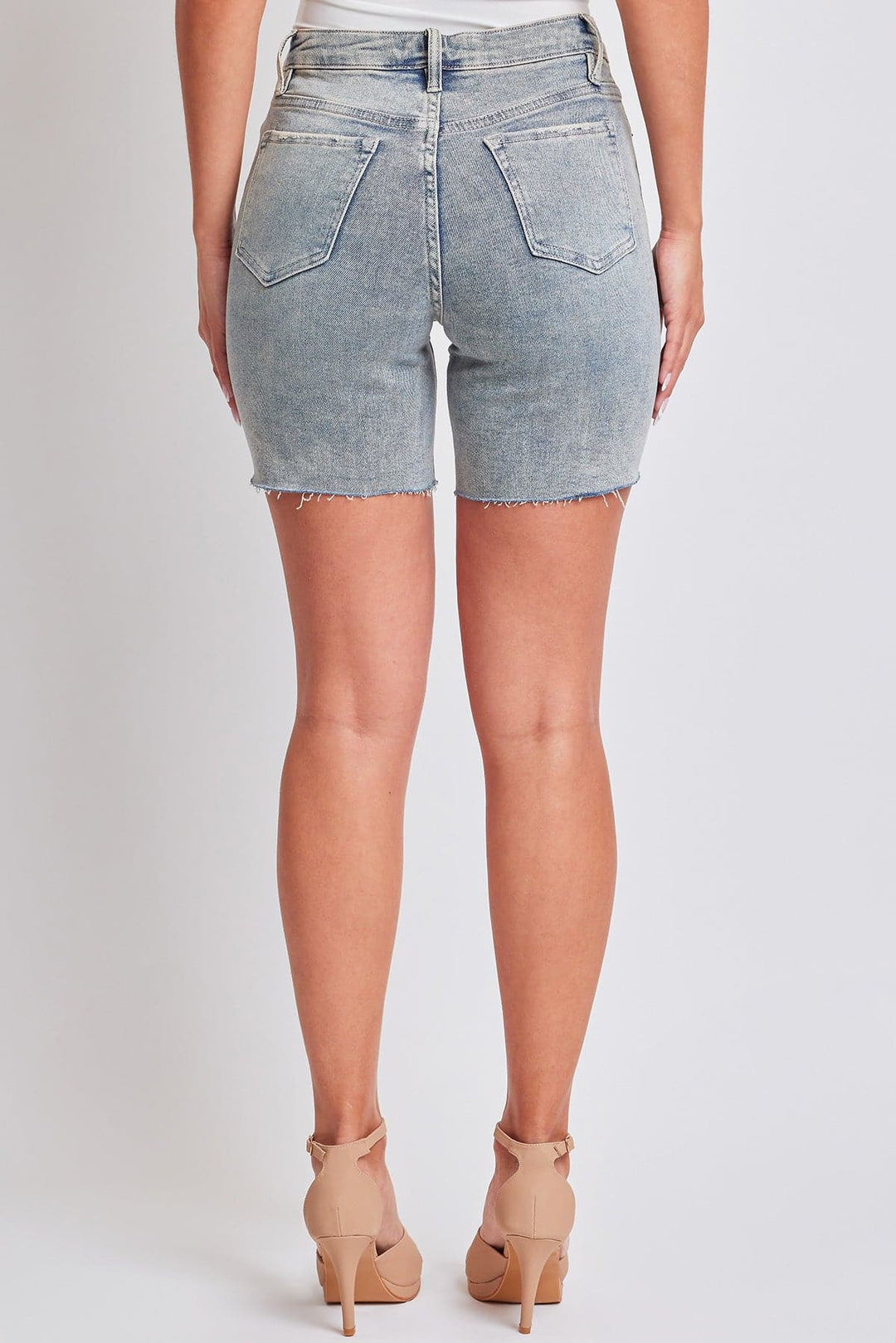 Women's Luxe High Rise Long Short Denim-Distressed