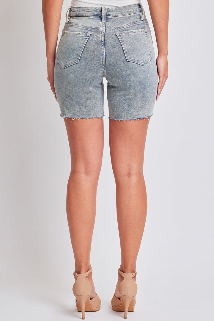 Women's Luxe High Rise Long Short Denim-Distressed