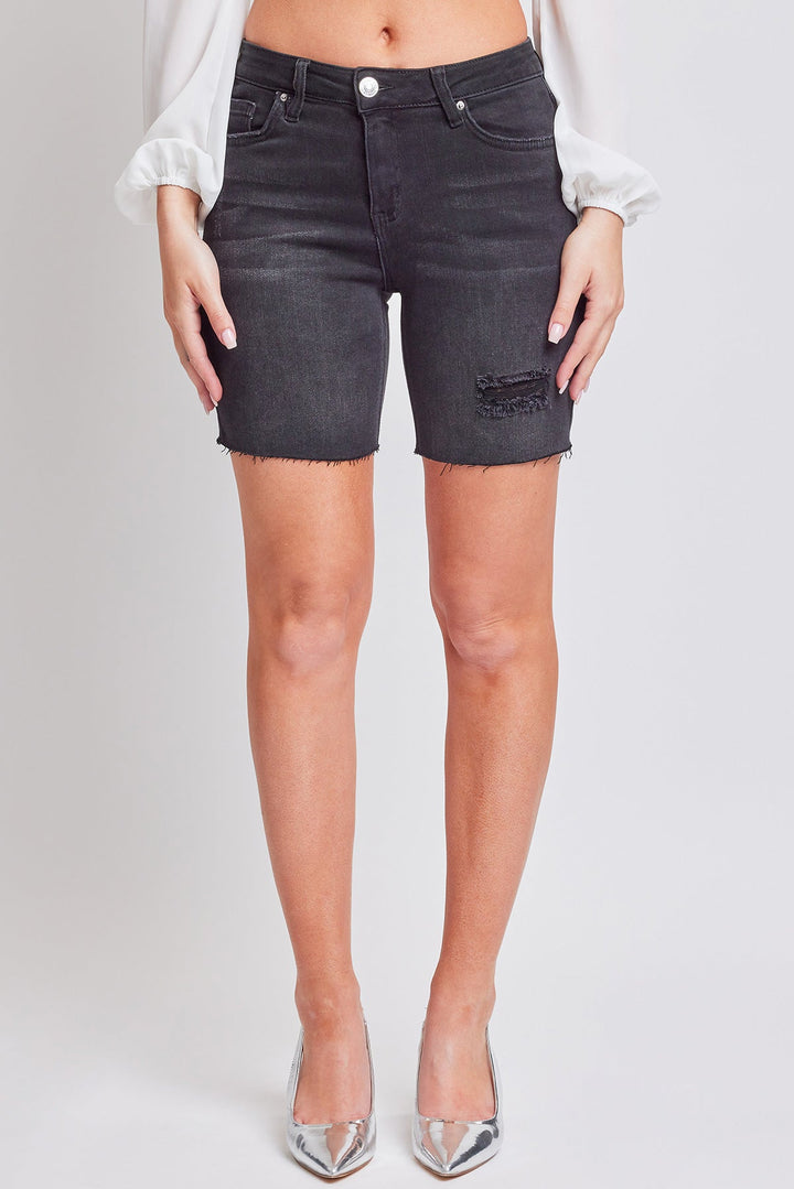 Women's Luxe High Rise Long Short Denim-Distressed