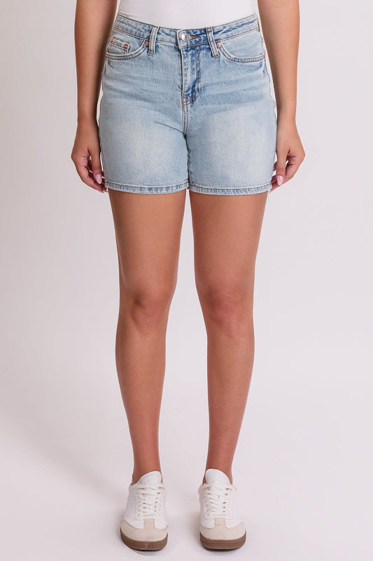 Women's Luxe High Rise Long Denim Shorts
