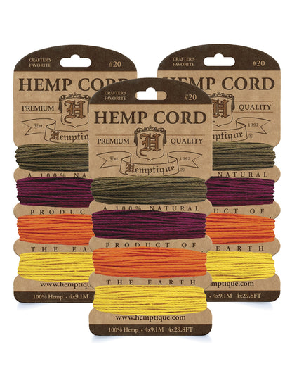 #20 (1mm) Hemp Cord 4-Color Card Value Packs