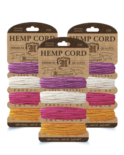 #20 (1mm) Hemp Cord 4-Color Card Value Packs