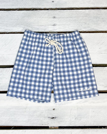 Navy Gingham Swim Shorts
