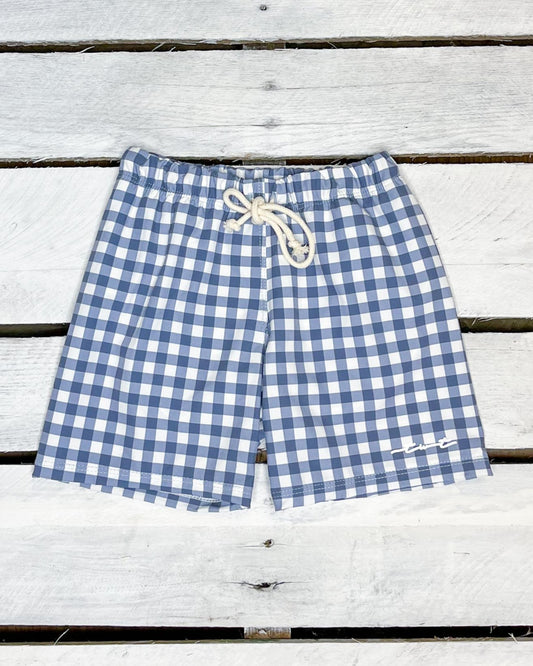 Navy Gingham Swim Shorts