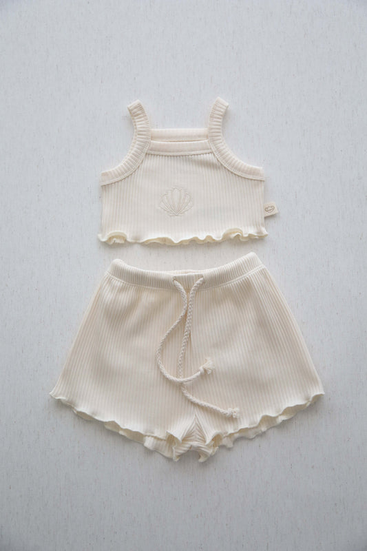 White Crop-Short Set