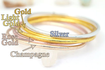 Thin Thai Buddhist Temple Bracelets, Rose Gold, Gold, Silver Mantra Bangle, Sizes Available