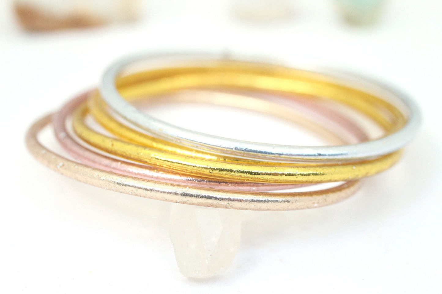 Thin Thai Buddhist Temple Bracelets, Rose Gold, Gold, Silver Mantra Bangle, Sizes Available