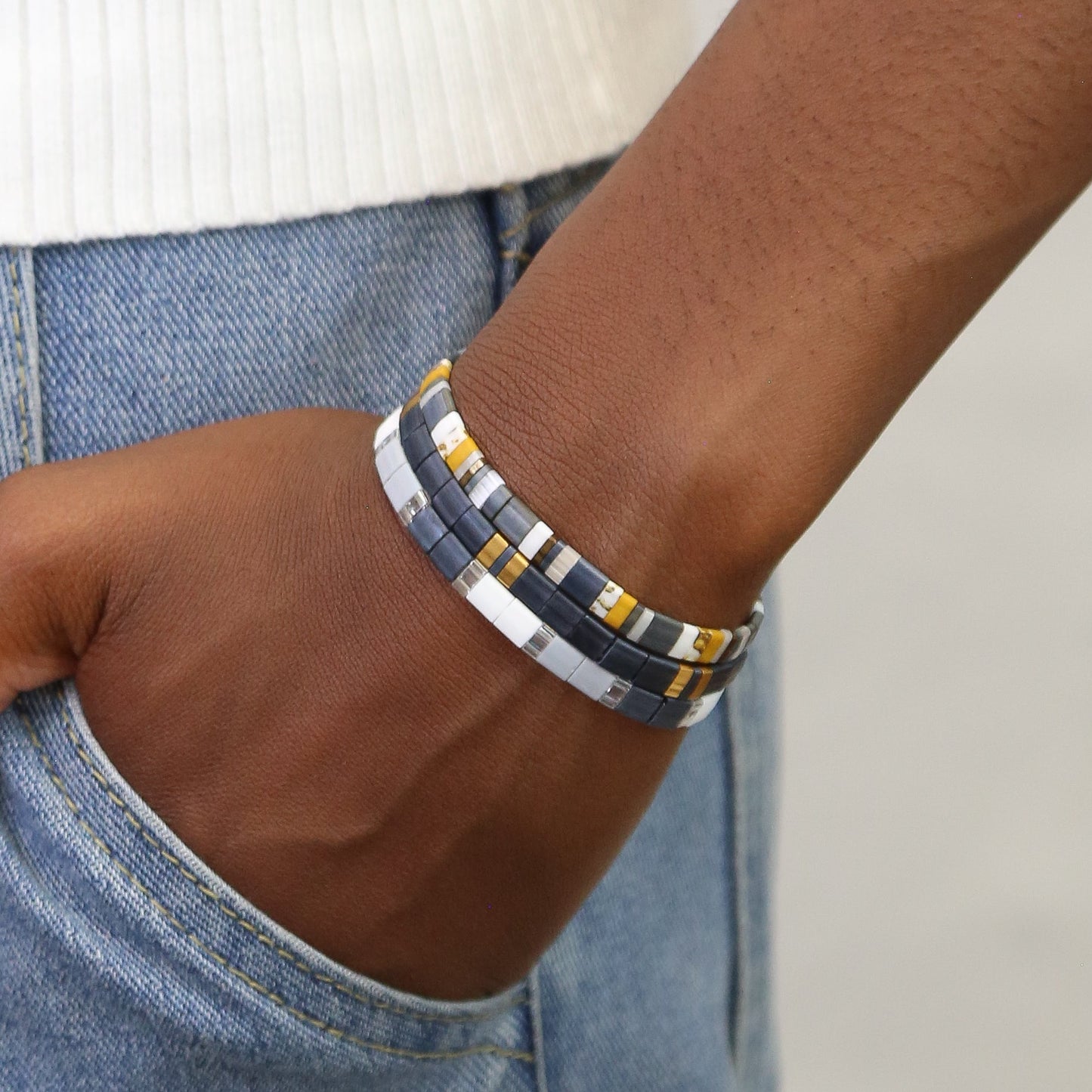 STORMY - Tila Bead Bracelets Stack