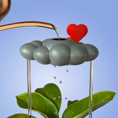 Stormy Dripping Rain Cloud with Red Heart Charm