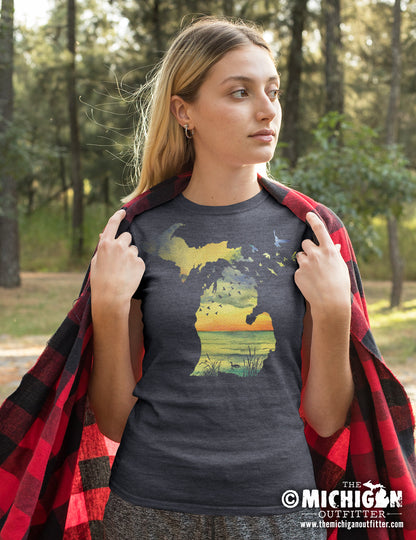 Sunset Birds - Women's - Dark Heather