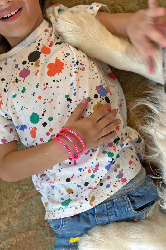 Fluo Pink Toddler Thai Buddhist Temple Bracelets, Mantra Bangle, Waterproof Jewelry