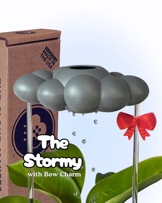 Stormy Dripping Rain Cloud with Bow Charm
