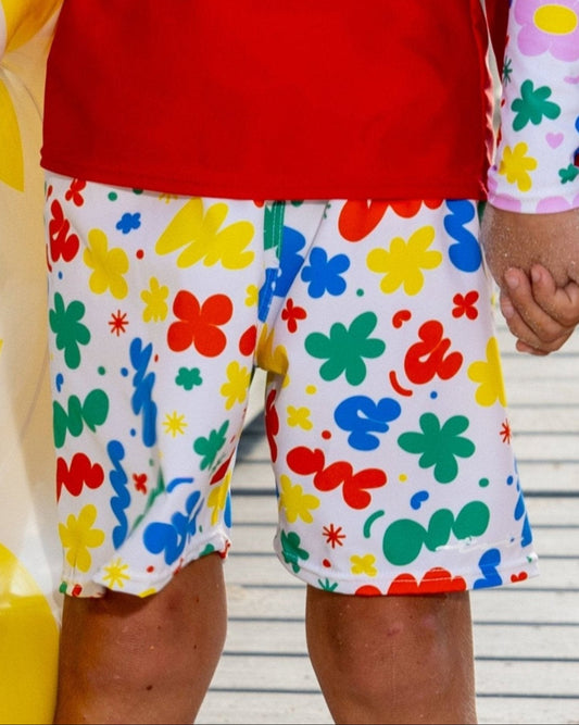 Retro Squiggle Boys Swim Trunks